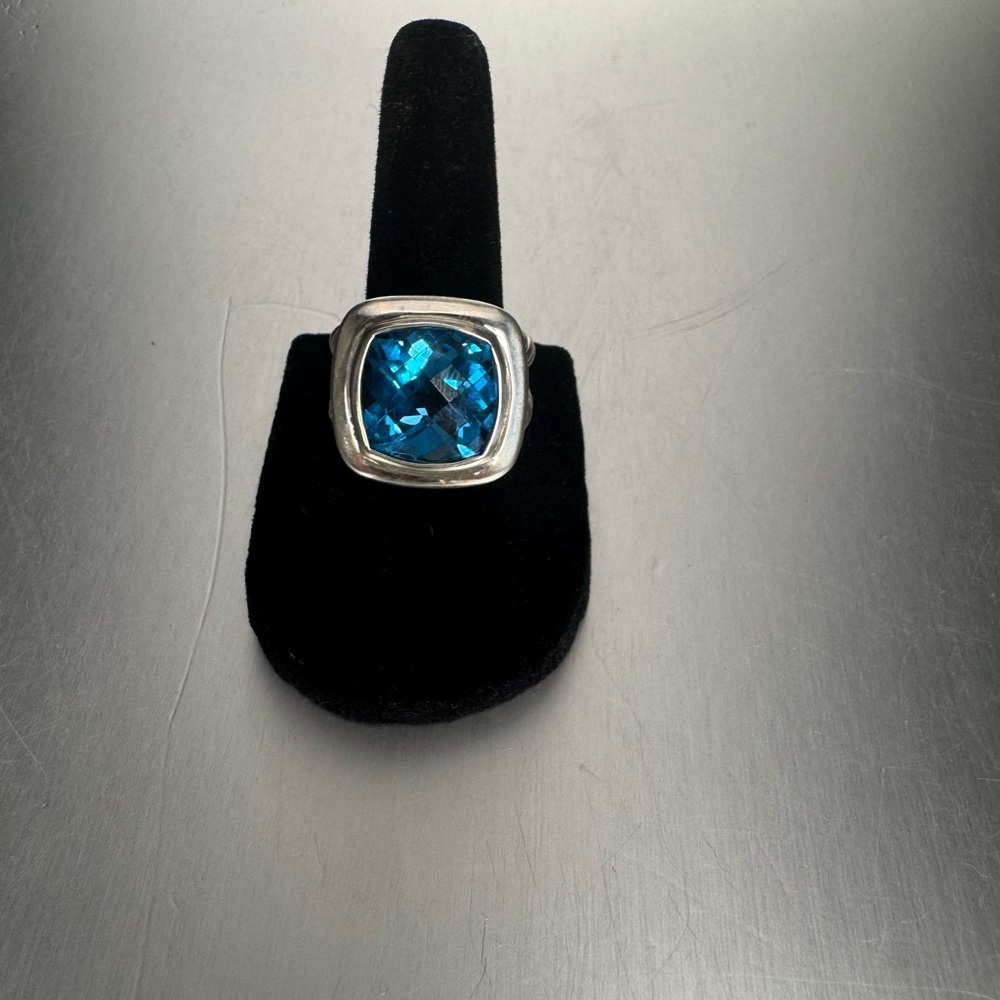 David Yurman Silver Albion Statement Ring With Blue Topaz